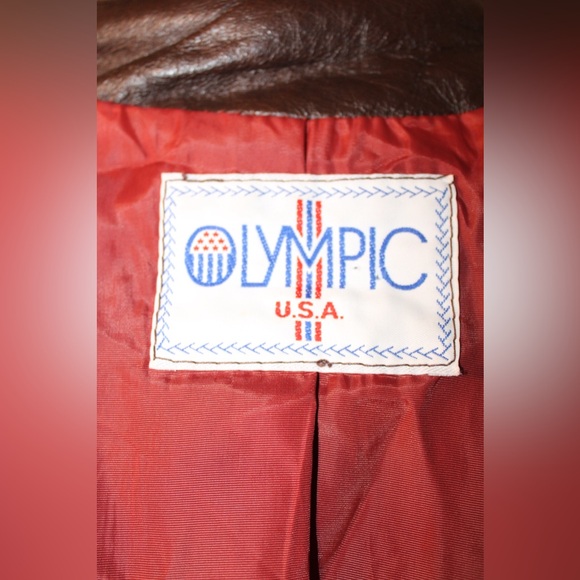 Vintage 1970s Olympic USA Genuine Leather Car Coat / Trench Coat - M/L - Picture 15 of 17